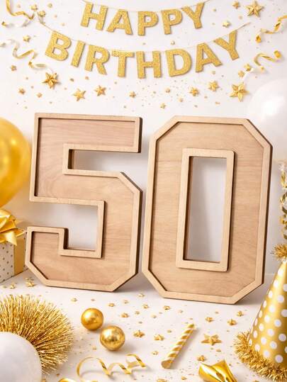 Plateau de service en bois en forme de chiffres pour anniversaire (lot de 2), plateau en bois pour anniversaire, plateau à goûter, plateau de rangement pour bijoux, plateau à fruits, décoration pour un 50e anniversaire, décorations d'anniversaire de mariage, articles de fête pour un 50e anniversaire, plateau en bois pour bonbons et desserts, décoration de mariage, cadeaux pour enterrement de vie de jeune fille, articles de fête pour révélation du sexe d'un bébé, décoration de fête de fin d'année, décoration intérieure, décoration de cuisine, décoration de table, articles pour le thé de l'après-midi
