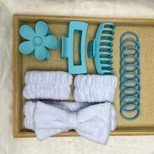 16pcs Soft Hair Accessories Set: Bowknot Headband, Scrunchies, Large Claw Clips, Multi-Color - Multicolor - View 14