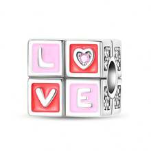 925纯银爱心玫瑰夜光珠子、夜光玫瑰安全扣、夜光花朵安全扣、夜光玫瑰吊坠、夜光月亮玫瑰吊坠、爱心夜光珠子 - 粉色 - 查看 21