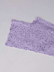 Yuwenier Sexy Sheer Mesh Sequin Crochet Batwing Long Sleeve Loose Cover Up, Carnival Party - Purple - View 10