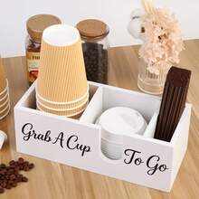 3-Tier Wooden Coffee Cup Holder Rack, Home/Office/Cafe Disposable Cup & Lid Storage Organizer - Multicolor - View 11