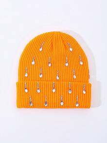 1pc Men's Fashion Handmade Crystal Raindrop Decor Knitted Beanie Hat, Suitable For Autumn/Winter Daily Wear And Keeping Warm - A - View 17