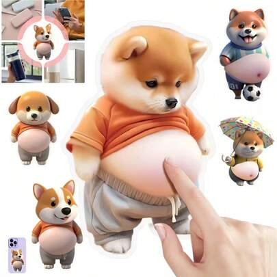 2pcs Silicone Corgi Belly Stickers, Cute Pet Decorative Adhesive Stickers, Anti-Collision & Stress Relief, 2.48 Inch Suitable For Phone Cases, Laptops, Refrigerators, Cars & Home, Perfect Gift For Pet Lovers, Protect Walls, Furniture, Cabinets, Ideal For Valentine's Day