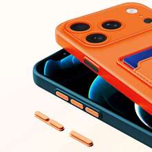 Hadaasi 1pc Minimalist Orange Phone Case With Card Slot & Wallet, Lightweight Anti-Scratch Anti-Slip Protective Cover, Compatible With Apple 17 Pro/17 Pro Max/Apple Air/17 - Orange - View 4