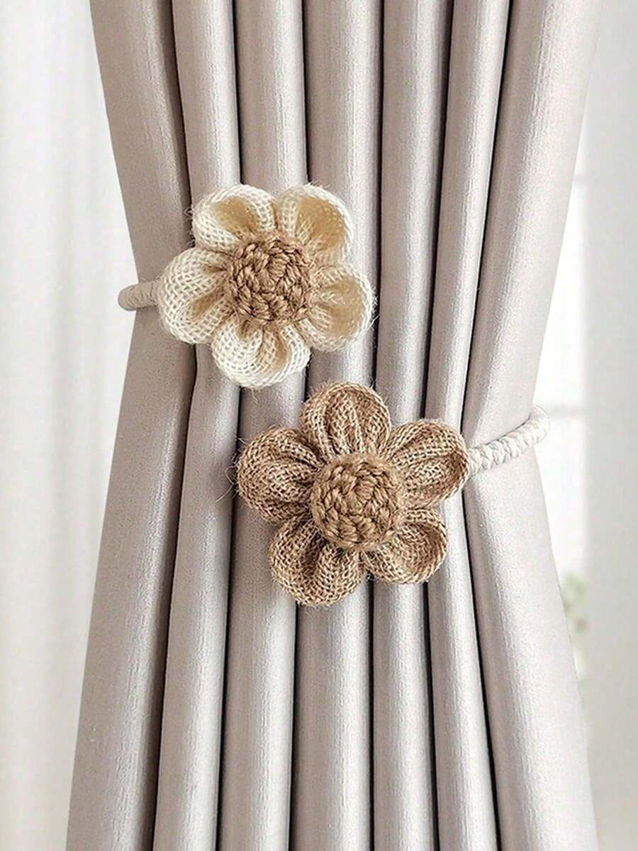 Handgefertigte Blumen Vorhang Raffhalter, dekorative Vorhang Raffhalter, elegante Blumen Vorhang Raffhalter, geeignet für das Schlafzimmer - Mehrfarbig - Übersicht 1