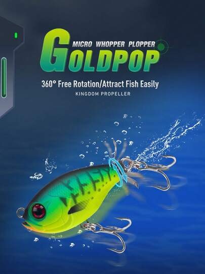  Kingdom GoldPop 35mm 5.4g Topwater Whopper Popper Fishing Lure Pike Fishing Floating Wobbler Artificial Hard Bait With Propeller