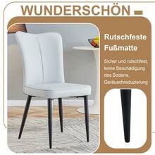 Modern Minimalist Rundes Esstisch-Set (Mit 4 Hellgrauen PU-Stühlen), Runder Tisch Mit Durchmesser In Holzoptik, Geeignet Für Esszimmer Und Küche. - Brown+Black + Light Gray + Glass+Metal + PU Leather + Seats 4 - View 5