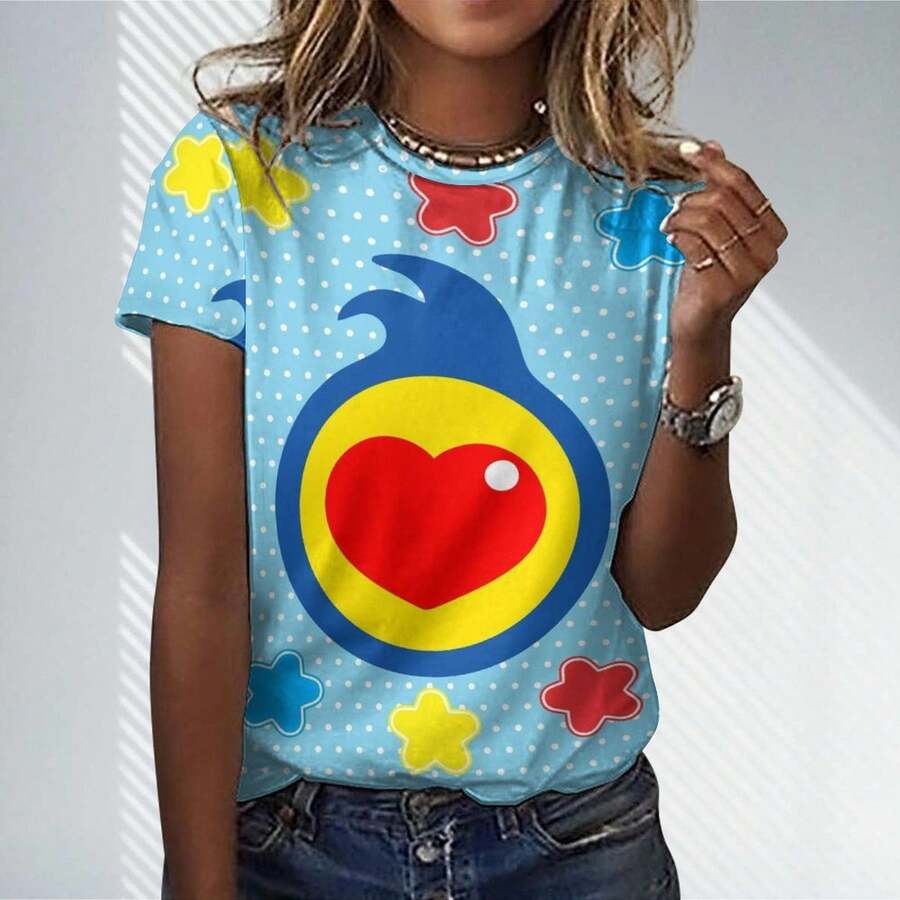 Plim Plim  Casual Crew Neck T-Shirt For Women - Lightweight Short Sleeve Summer Top, Stretch Soft Fabric, Relaxed Fit For Daily Wear - 黑色 - 查看 1