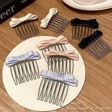 1er-Pack mittelgroße rutschfeste Metall- und Stoff-Haarspangen mit Schleife, minimalistische einfarbige Haarspangen für den täglichen Gebrauch, Hochzeiten, Brautveranstaltungen und Geschenke - Mehrfarbig - Übersicht 1