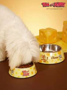 TOM & JERRY X PETSIN Modern Style Dual-Layer Pet Food Dish, Combines Stainless Steel And Sleek Melamine, Non-Skid Easy Clean Design - Multicolor - View 2