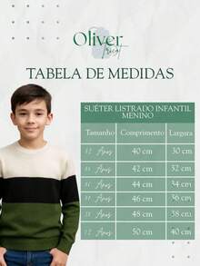 Boys' Striped Sweater, Comfortable Modal Knit, Casual, For School And Cold Weather - 軍綠色 - 查看 4
