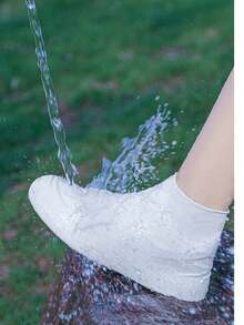 1 Pair Unisex Reusable Silicone Shoe Covers, Waterproof Anti-Slip, Travel Shoe Protectors, Transparent Outdoor Boots Covers, Lightweight Rain Gear Accessories, Suitable For Hiking/Camping - Black - View 5