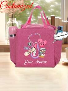 Customized Name Insulated Lunch Bag - Waterproof, Customized Nurse Theme Insulated Lunch Bag, Portable/Insulated, Keeps Food Fresh And Delicious - Multicolor - View 5
