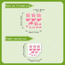 1pc Glow-In-The-Dark Pink Heart & Star Stickers, Luminous Celestial Wall Decals, Decoration For Children's Bedroom, Romantic Nursery - Multicolor - View 8