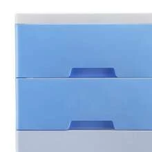 Gabinete de almacenamiento de plástico con múltiples cajones - Organizador multiusos duradero para sala de estar y dormitorio, ideal para suministros de costura y más, no impermeable, varios tipos de cierre, forma rectangular, cajas de almacenamiento para organizar - Celeste - Ver 3