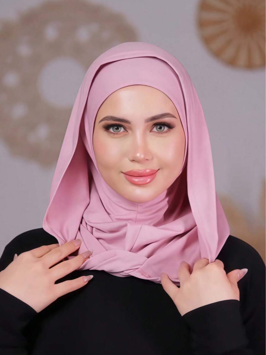 1件装女士纯色拉法帽滑雪面罩颈部保暖弹性头带头巾，透气舒适弹力宽边吸汗防滑多功能运动头饰，简约时尚围巾，帽子和配套头带合二为一