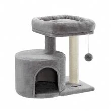 FEANDREA Cat Tree, Cat Tower With Sisal Covered Scratching Posts, Cat Bed And Cave, Indoor Cat Condo, 19.3 X 12.6 X 19.1 Inches, Light Gray UPCT50W - Light Grey - View 8