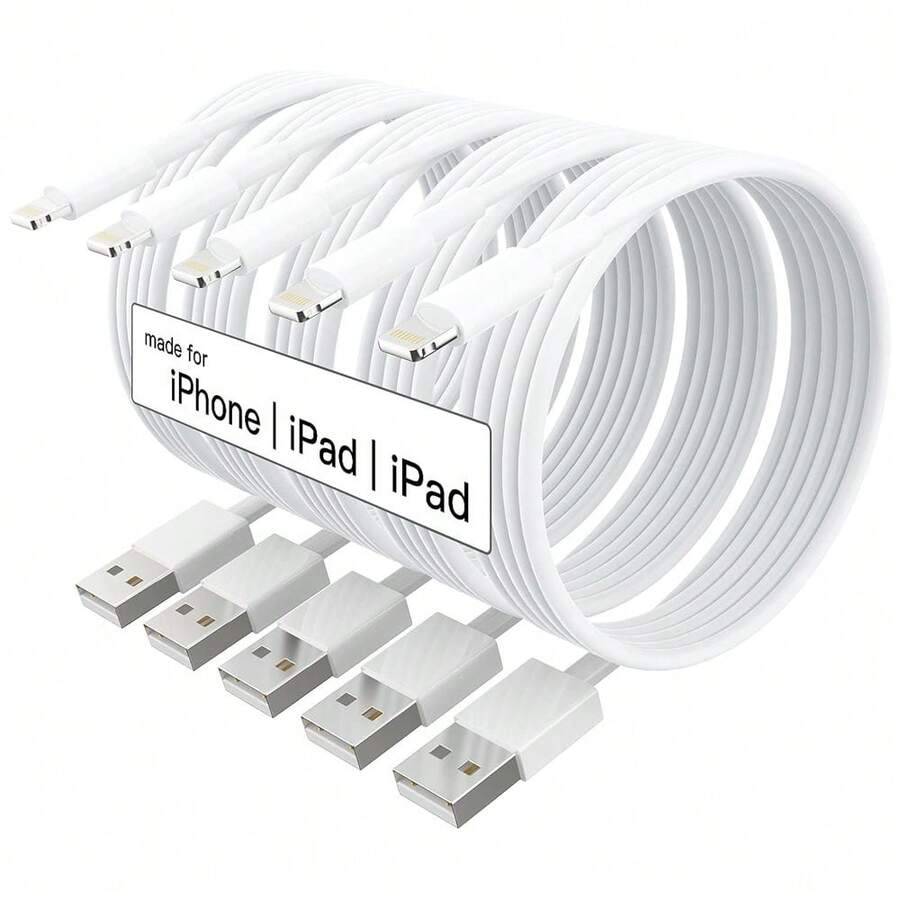 1-5pcs 3.3ft/100cm High-Speed Data Transfer & Fast Charging Cable Compatible With IPhone 14 Pro Max/14 Pro/14 Plus/14/13/12/11/XS/XR/8/7/6, IPad Series - White - View 1