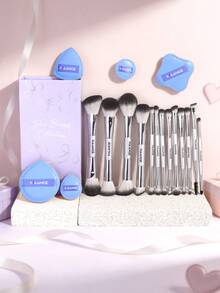 MAANGE 18pcs Makeup Brush Set Includes 13 Double-Ended Brushes + 5 Makeup Sponges, Gift Box, Blush Brush, Powder Brush, Eyeshadow Brush, Concealer Brush, Highlighter Brush, Eyebrow Brush, Lash Brush, Lip Brush, Nose Contour Brush, Travel Makeup Brush Set Gift For Women & Girls,Giveaways,Professional Makeup Brushes,Complete Makeup Set - Multicolor - View 4