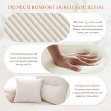 Modern 4-Personen-Samtsofa Mit Beidseitigen Chaiselongues, Integrated Stauraum, Getränkehaltern, USB-Anschlüssen Und Ausziehbarer Schlaffunktion – Style Für Jedes Wohnzimmer.Beige - Beige + Corduroy + Foam + 4 Seat - View 9