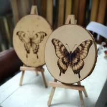 Rustic Natural Wood Slices With Bark, Round Wooden Disc Set For Table Decoration, 2PC / 4PC, Multiple Sizes - A - View 4