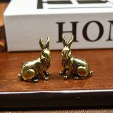 1 Piece Of Vintage Brass Easter Bunny, Small Sculpture Ornament, Desktop Home Decor, Suitable For Valentine's Day Easter To Send Friends And - Chú Thỏ May Mắn Nhỏ [quay mặt sang phải] - Xem 3