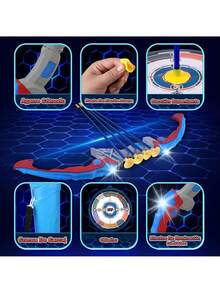 Juego De Arco Y Flecha para Niños, Juego De Tiro con Arco con Luz, Incluye 10 Flechas con Ventosa y Carcaj, Juguetes De Interior y Exterior Aptos para Que Jueguen Los Niños,40992618 - Bronce - Ver 5