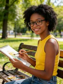 1 Par de Óculos Retangulares Pretos Transparentes, Óculos de Moda Casual Feminina, Adequado para Uso Diário - Preto - Visão 3