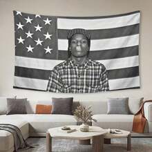 A$AP Rocky ASAP American Flag Rap Rapper Motivational Inspirational Office Gym Wall Dorm Decor Flag Only Sewing Dorm Decor - 黑色 - 查看 9
