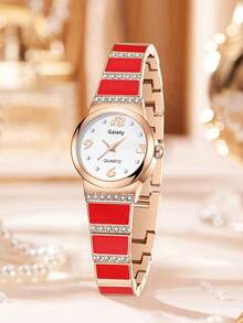 1 pieza Reloj de cuarzo para mujer, estilo elegante minimalista de lujo con escala y dial de números, adecuado para uso diario, decoración de fiestas, Día de San Valentín, Día de la Madre, Acción de Gracias y varios regalos festivos - Unitalla - Ver 4