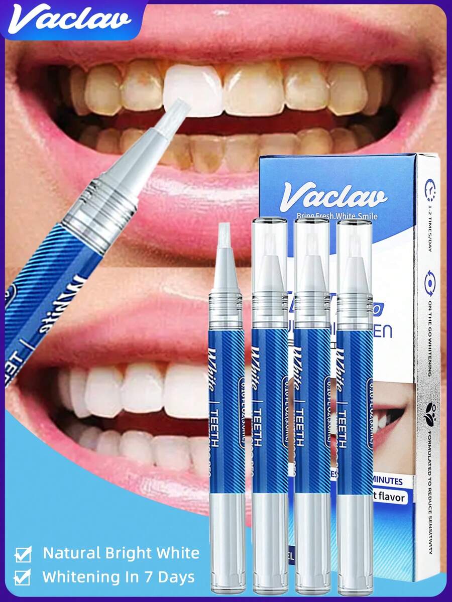 4支/盒 Vaclav 牙齿美白笔，牙齿美白凝胶，牙齿漂白凝胶，牙齿美白剂，去除牙渍，口腔卫生 - 4 Pieces/Box - 查看 1