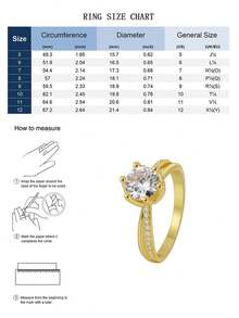 Nhẫn nữ mạ vàng đính đá Cubic Zirconia, thiết kế tối giản với đá tròn và viền đính đá nhỏ li ti, kiểu dáng thanh lịch đa năng phù hợp đeo hàng ngày hoặc trong những dịp thường nhật, món quà sinh nhật thời trang. - Vàng - Xem 4