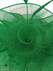 1 Peça Chapéu Fascinator Vintage Feminino dos Anos 20, 30 e 50, Peça de Cabeça Encantadora com Laço, Véu Floral, Adequado para Casamento, Chá da Tarde, Dia de São Patrício - Verde - Visão 7