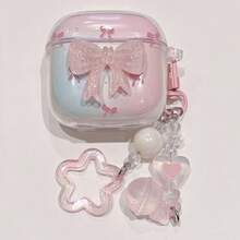 Gradient 3D Bow Knot + Pendant Suitable For HUAWEI FreeBuds 5i/6i/7i Bluetooth Earphone Case Protective Cover, SE2/SE3 Earphone Case, Minimalist Transparent For FreeBuds Pro 3/Pro 4/FreeBuds SE 4 - Gradient 3D Bow - View 6