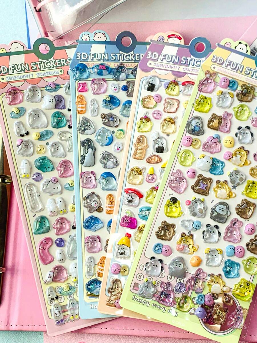 Cute 3D Crystal Stickers, Adorable Animal DIY Phone Decorative Stickers, Student Planner Stationery Gift Decorations - Gifts. Perfect For Home Decor, Party Decorations, Birthday Gifts. - Multicolor - View 1