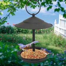 1个户外金属喂鸟器，简约黑色悬挂式喂鸟器，吸引各种鸟类，美观的花园和庭院装饰，送给爱鸟人士的完美礼物 - A - 查看 8