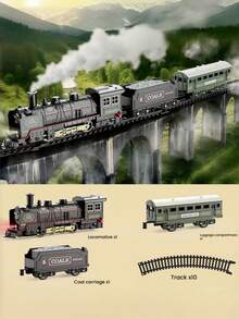 Children's Electric Train Set, Vintage Steam Locomotive With Lights, Sound, Smoke And Whistle, Includes Complete Track And Freight Cars, Great Christmas Tree Decoration, Suitable For Boys And Girls 3+ Years Old - Retro Miniature Train - View 8