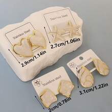 20pcs Stainless Steel Multicolor Glazed Flower/Star/Water Drop Earrings, Fashionable Luxury High-End Versatile Earrings, Suitable For Women's Daily Wear And Valentine's Day Gifts (Random Assortment) - Multicolor - View 2