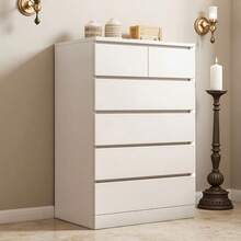 Gabinete Clásico para Dormitorio: 6 Cajones y Estructura Duradera, Almacenamiento Versátil para Hogares - Blanco - Ver 4