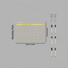 一套磁性金色亚克力书写板，冰箱贴展示板，可重复书写周/月日历磁性白板，膳食计划板，金色线条磁性留言板（含6支磁性白板笔）