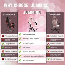 DEVOKO Gaming Chair Computer Chair Ergonomic Gaming Chair With Footrest Office Chair Ergonomic Computer Chair With Lumbar Support - Pink - View 6