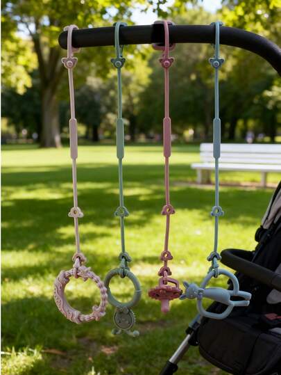 硅胶卡通防丢奶嘴链，多功能可调节奶瓶/水杯/玩具挂带，婴儿配件，适用于婴儿车，牙胶吊坠，新生儿奶嘴夹，婴儿用品，1条个性化水瓶挂带和奶嘴挂链