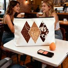 时尚西部风化妆包 - 几何牛仔布设计，送给女性、教师、朋友、家人的完美礼物 - 多色 - 查看 4