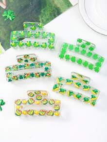 3个三叶草形状PVC发夹，8厘米长方形，绿色 - 彩色 - 查看 9