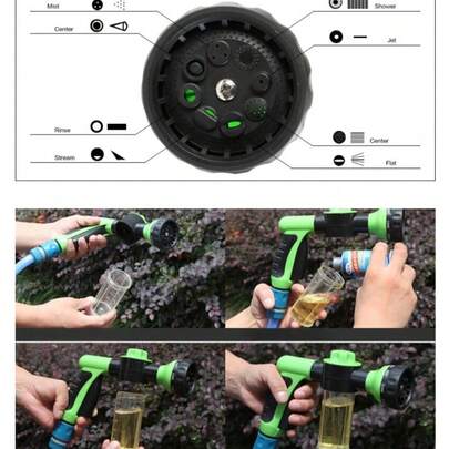 Adjustable 8-Function Garden Hose Nozzle, US Standard Thread For Car Washing, Gardening, Cleaning, Household Essential Cleaning Accessory