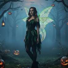 Alas de mariposa para mujer, doble capa, con purpurina, transparentes, accesorios de cosplay de Halloween - Verde - Ver 2
