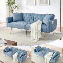 Sofa Bed Mattress - Blue + Teddy - View 12