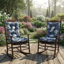 Outdoor Indoor Waterproof Seat Chair Outdoor & Indoor Waterproof Seat Chair Cushions With Ties Chair Back Cushion Recliner Seat Mat Outdoor Dining Chair Cushion For Patio Cushion Furniture - 灰色樹葉 - 查看 6