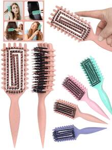 Hair Brushes-EU+UK Curly Hair Brush Curl Defining Brush, Curling Hair Styling Comb, Curling Comb, Curling Hairstyling Brush, For Grooming And Shaping Men And Women's Curly Hair, Reduces Pulling - Square - View 18