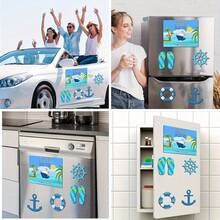 6/8 piezas Pegatinas magnéticas para decoración de puerta de barco de crucero, adecuadas para ancla, decoración de puerta de barco de crucero, salvavidas, coche, refrigerador, decoración de vacaciones al aire libre, primavera y verano - 6Pcs - Ver 7